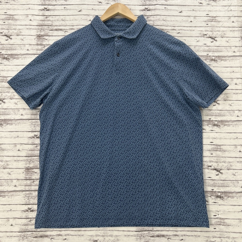 Charles Tyrwhitt Men's Dress Polo Shirt XL Blue Feather Smart Jersey Performace